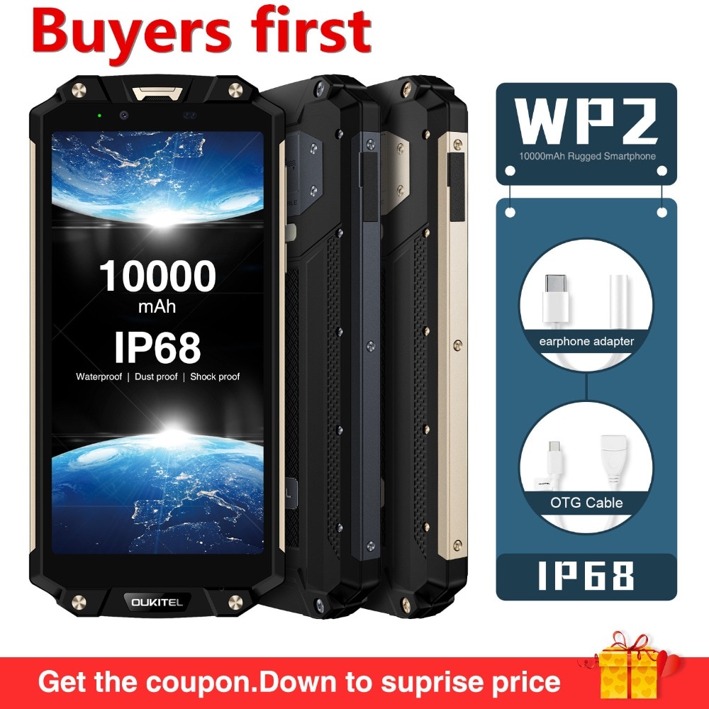 Oukitel WP2 NFC IP68 Waterproof 18:9 6.0"FHD10000mAh mobile phone Android