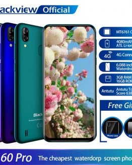 Blackview A60 Pro Smartphone MTK6761 Quad Core Android 9.0 4080mAh Cellphone 3GB+16GB Waterdrop Screen Face ID 4G Mobile Phone