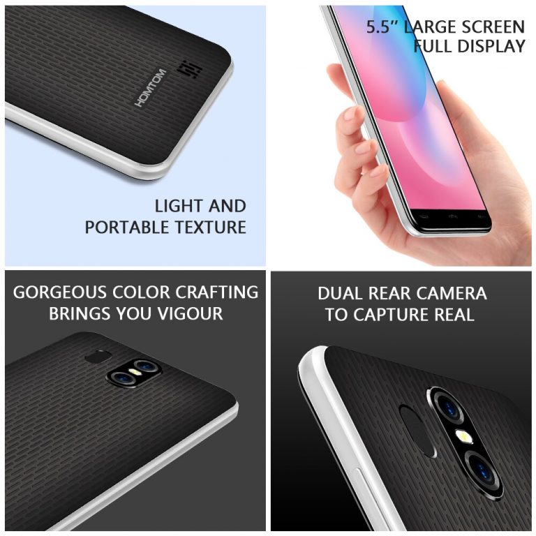 Battery HOMTOM S16 5.5" Screen Smartphone with 13MP Camera, Fingerprint Recognition, and Android OS – Ideal for Everyday Use