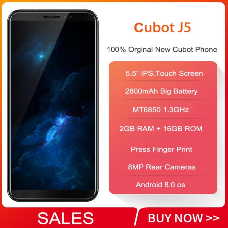 2019 Cubot J5 5.5" 18:9 Smartphone Android 9.0 Quad-Core 2 GB RAM