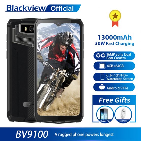 Blackview BV9100 IP68 Waterproof Cellphone 13000mAH 30W fast charging 4G Mobile Phone MTK6765 4GB+64GB 16.0MP Rugged Smartphone