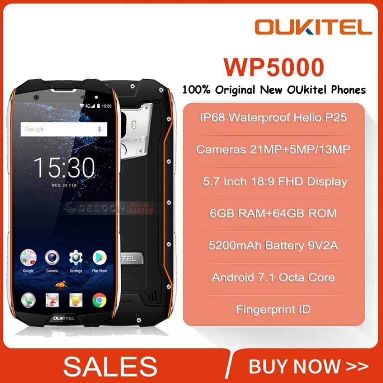 oukitel WP5000 5.7 Inch Octa Core 21MP+13MP 18:9 4G Smartphones RAM