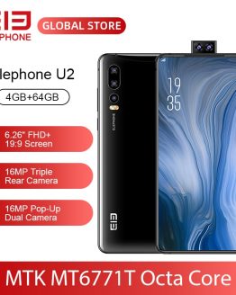 ELEPHONE U2 MT6771T Octa Core 4GB 64GB Mobile Phone 16MP Pop-Up Dual Cam 6.26" FHD+ Screen Face ID 4G LTE Android 9 Smartphone