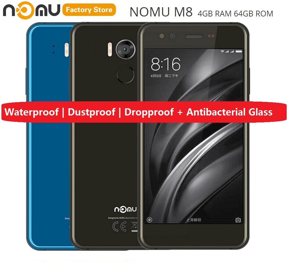 NOMU M8 4G Smartphone 5.2'' Android 7.0 MTK6750T Octa Core 1.5GHz 4GB RAM 64GB ROM 21.0MP Rear Camera 2950mAh Mobile Cellphone