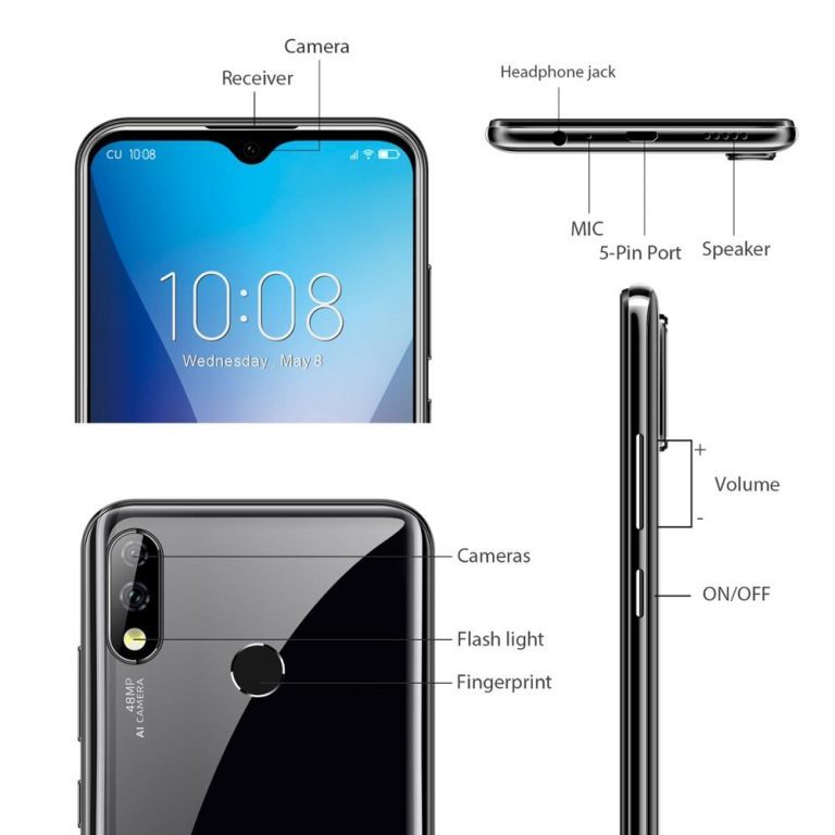 OUKITEL Y4800 Android 9.0 Mobile Phone 6.3"19.5:9 FHD Octa Core Face ID