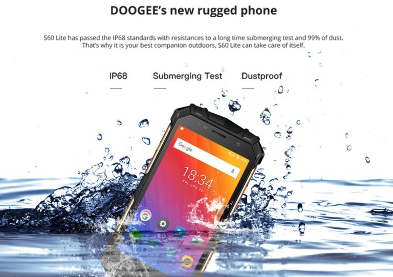 DOOGEE S60 Lite IP68 Rugged Wireless Charge 4GB 32GB 5580mAh 12V2A