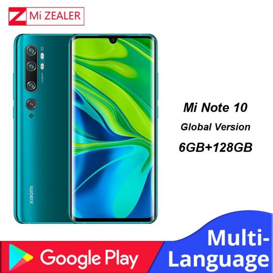 Global Version Xiaomi Mi Note 10 Smartphone 6GB RAM+128GB ROM 108MP Penta Camera 5260 mAh battery Snapdragon730G cellphone