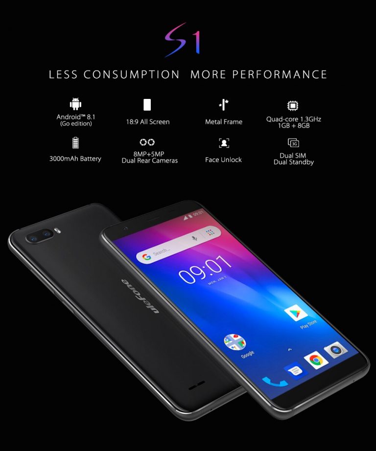 Ulefone S1 Face ID Android 8.1 Smartphone 5.5'' 18:9 Screen Dual Rear Camera
