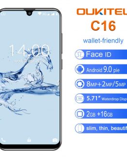 OUKITEL C16 Smartphone 5.71" HD 19:9 WaterDrop Screen Android 9.0 Fingerprint Mobile Phone MT6580P 2G RAM 16G ROM 2600mAh Unlock