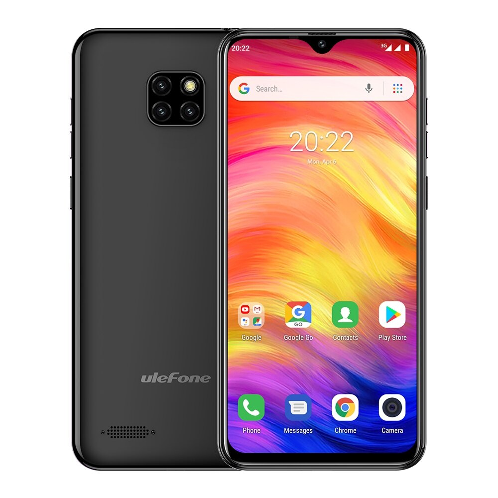 Ulefone Note 7 Smartphone 6.1 inch 1GB RAM 16GB ROM MT6580A Quad Core 3500mAh Face ID Three Rear Cameras Android GO Mobile Phone