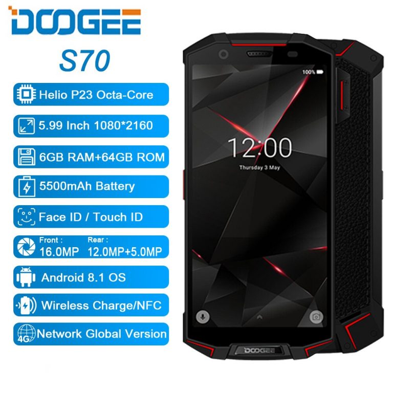 IP68/IP69K Waterproof DOOGEE S70 mobile Phone NFC 5500mAh 12V2A
