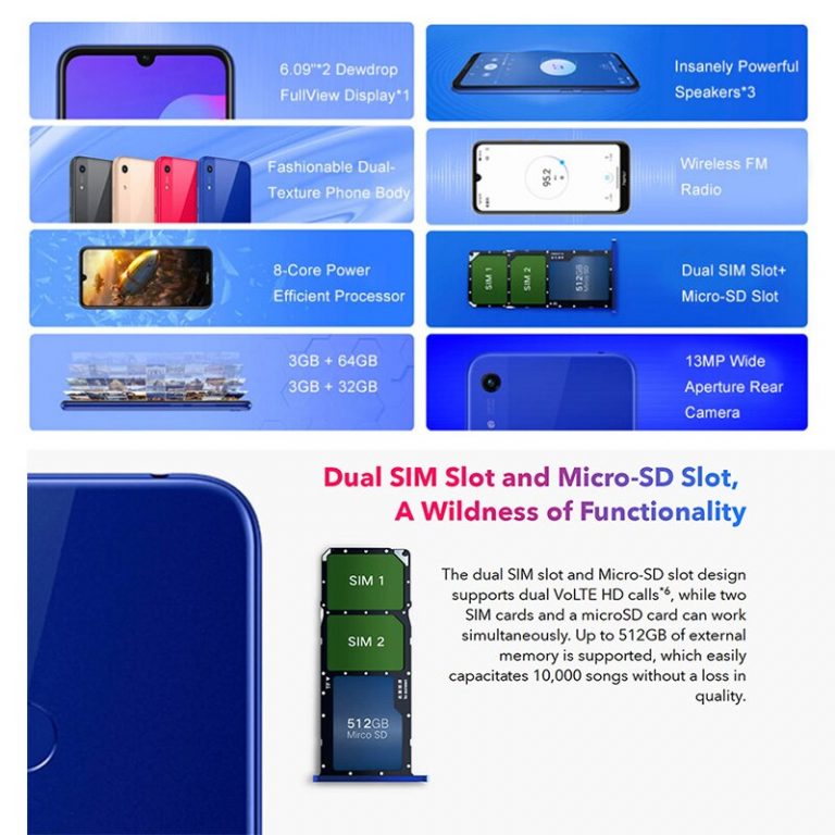 Honor 8A Smartphone Global Rom 3GB RAM 32GB/64GB ROM Android 9.0