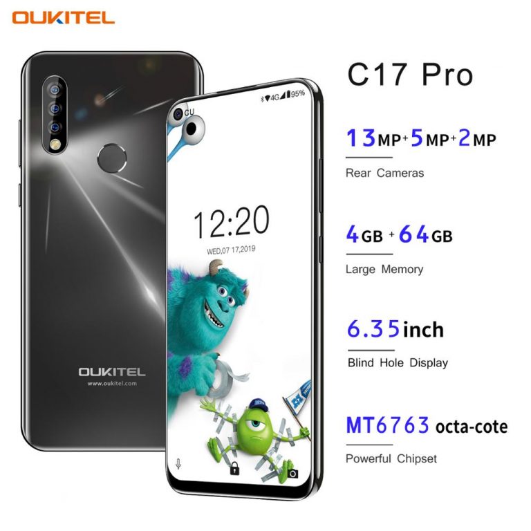 OUKITEL C17 Pro 6.35'' Android 9.0 4GB 64GB Smartphone 19:9 CPU Fingerprint