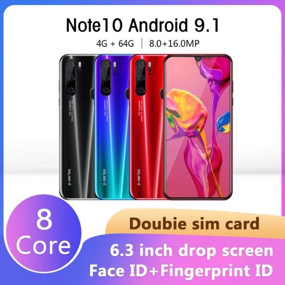 SAILF Note10 Plus Android 9.0 Octa Core Mobile Phone 6.3' FHD+ 16MP Triple Camera 4G RAM 64GB ROM Smartphone gsm wcdma unlocked