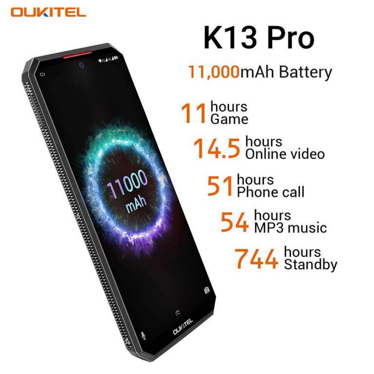 OUKITEL K13 Pro Android 9.0 Mobile Phone 6.41" 19.5:9 Screen 4G RAM 64G
