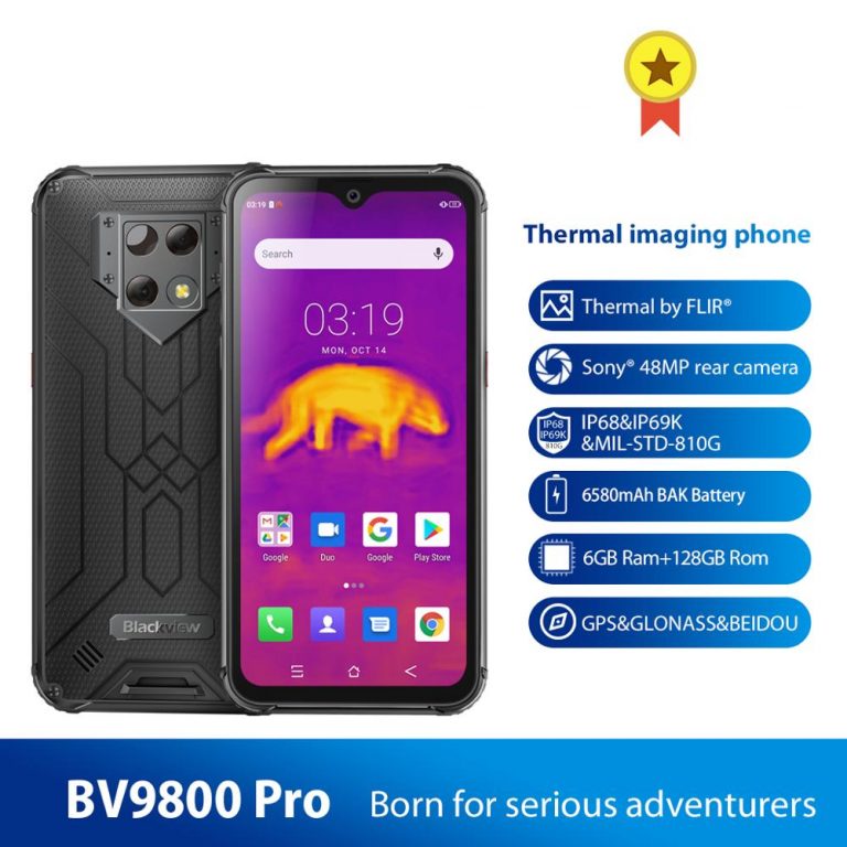 Blackview BV9800 Pro Waterproof Global First Thermal imaging smartphone 6GB+128GB MT6771 Octa Core 48MP Android 9.0 NFC 6580mAh