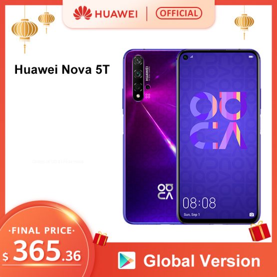 Global Version HUAWEI Nova 5T Smartphone 48MP Cameras 32MP Front Camera Cellphone 6.26'' Full Screen Kirin980 8G 128G Android 9