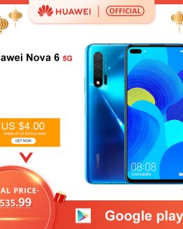 Original Huawei Nova 6 5G Smartphone 40MP AI Cameras 32MP Front Camera 6.57'' Full Screen Kirin 990 Android 10