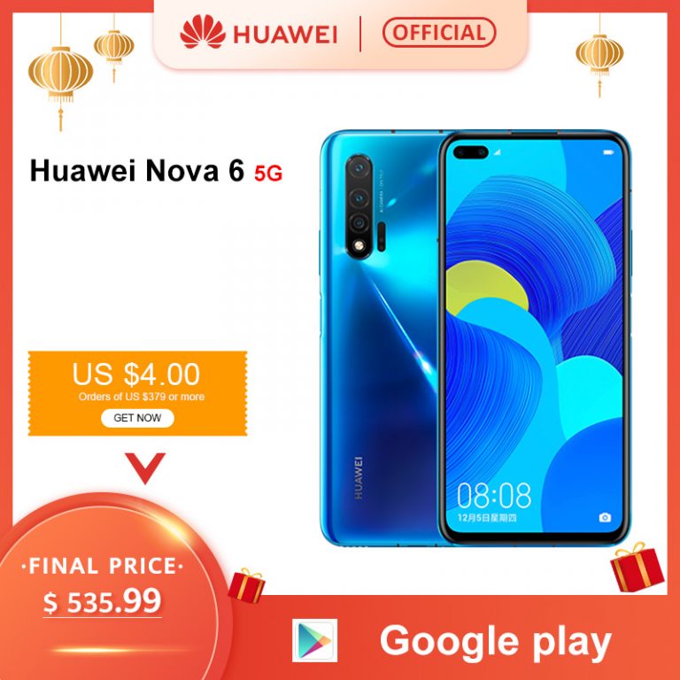 Original Huawei Nova 6 5G Smartphone 40MP AI Cameras 32MP Front Camera 6.57'' Full Screen Kirin 990 Android 10 Original Huawei Nova 6 5G Smartphone 40MP AI Cameras 32MP Front Camera 6.57'' Full Screen Kirin 990 Android 10