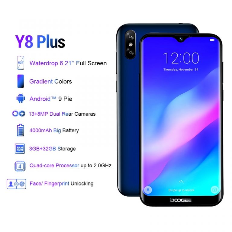 DOOGEE Y8 Plus 3GB RAM 32GB ROM 4000mAh Android 9.0 FDD LTE 6.21inch