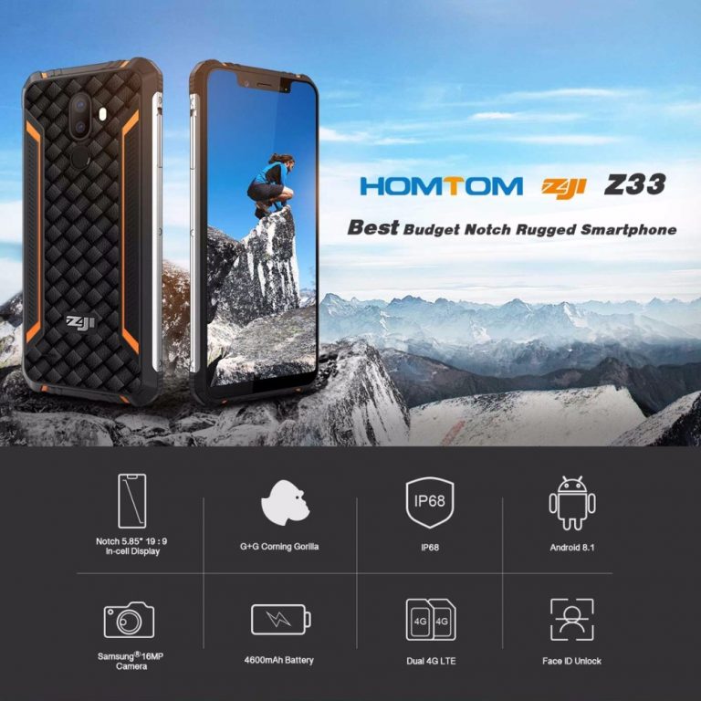 HOMTOM ZOJI Z33 4600mAh 3GB 32GB Android 8.1 Face ID IP68 Waterproof