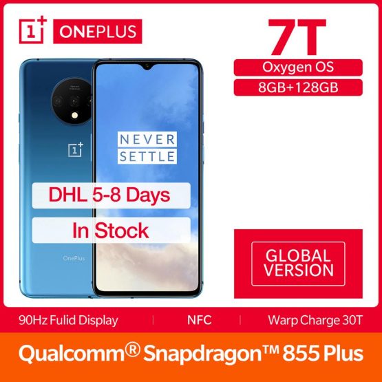 Global Version OnePlus 7T 8GB 128GB Smartphone Snapdragon 855 Plus Octa Core 90Hz AMOLED Screen 48MP Triple Cameras UFS 3.0 NFC