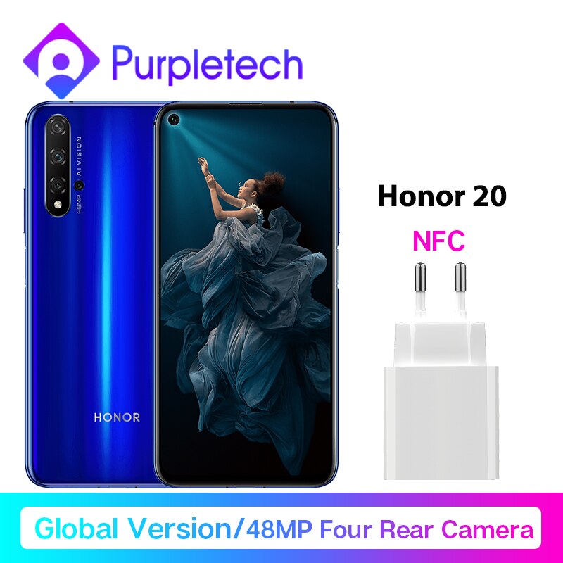 Global Version Honor 20 Smartphone Kiri 980 Octa Core 6.26'' 6GB128GB 48MP Four Camera SuperCharge Mobile Phone NFC Google Play