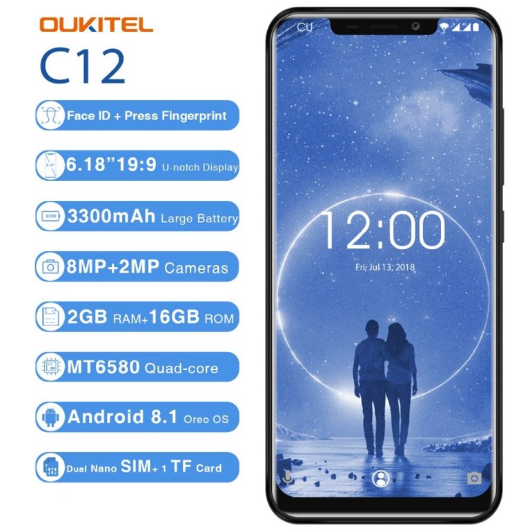OUKITEL C12 3G Mobile Phone 6.18 inch Android 8.1 Quad Core