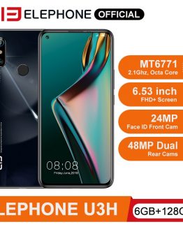 ELEPHONE U3H Helio P70 Octa Core Smartphone 6GB 128GB 6.53" FHD+ Screen 48MP Dual Rear Cam 24MP Selfie Face Unlock Android 10