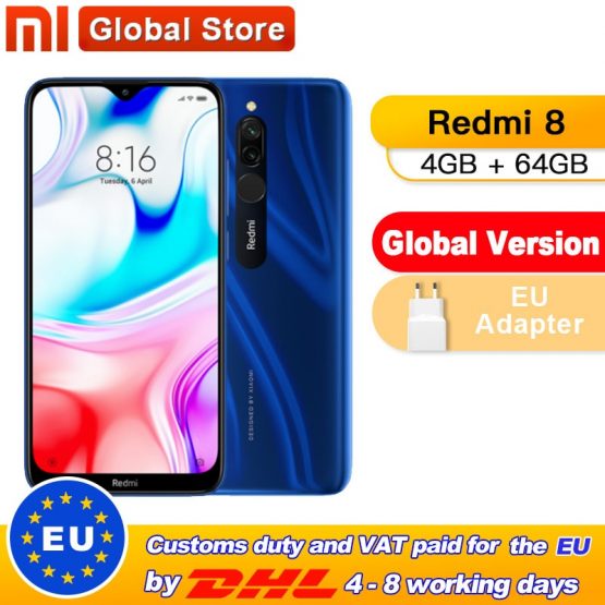 Global Version Xiaomi Redmi 8 4GB 64GB Octa-core Snapdragon 439 processor 12 MP dual camera Smartphone 5000 mAh Redmi 8