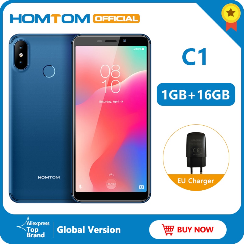 Global Version HOMTOM C1 16G ROM 5.5Inch Mobile Phone 13MP Camera Fingerprint 18:9 Display Android 8.1 MT6580A Unlock Smartphone