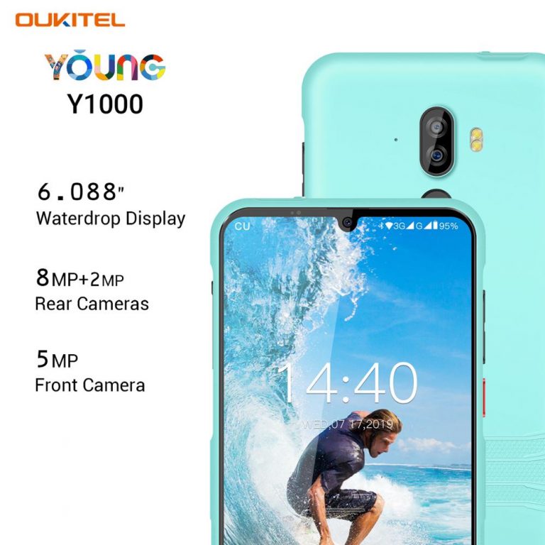 OUKITEL Y1000 6.08" 19.5:9 Android 9.0 Mobile Phone 2G RAM 32G ROM