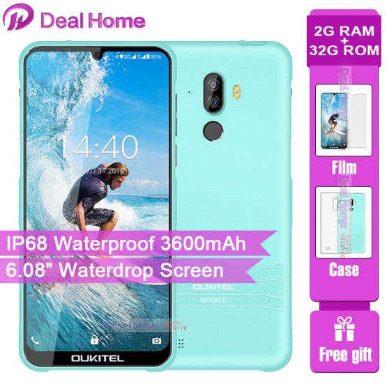 OUKITEL Y1000 6.08" 19.5:9 Android 9.0 Mobile Phone MT6580P 2G RAM 32G ROM 3600mAh Battery Fingerprint Smartphone