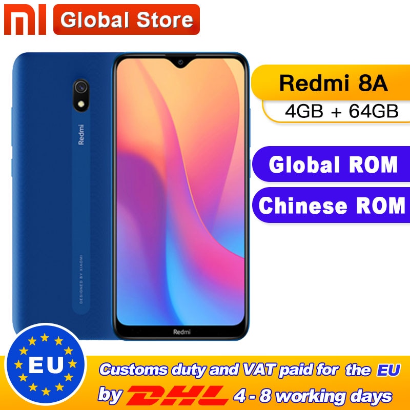 Global Rom Xiaomi Redmi 8A 4GB 64GB Smartphone 5000mAh Snapdargon 439 Octa core 12MP AI Camera Type-C