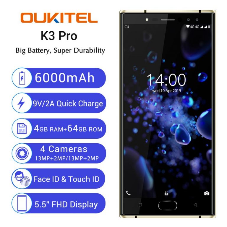 Oukitel K3 Pro Mobile Phone Octa Core 4GB 64GB 5.5"Dual 2.5D Screen