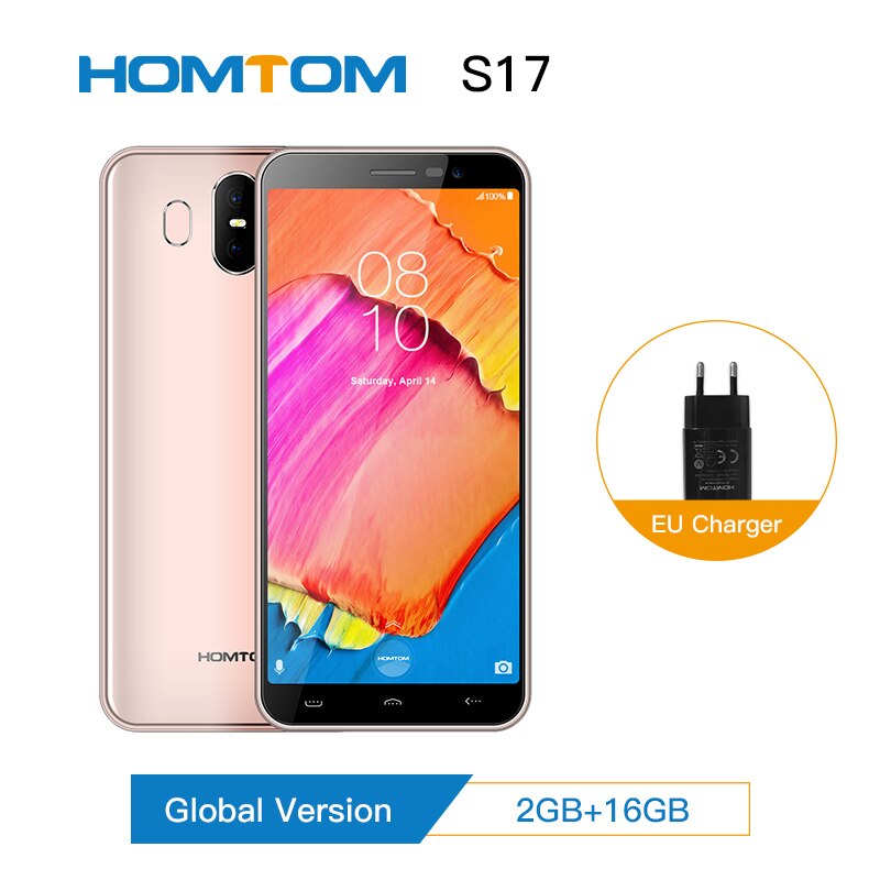 Original HOMTOM S17 Android 8.1 Smartphone Quad Core 5.5inch Fingerprint Face Full Display 2G RAM16G ROM 13MP+8MP Mobile Phone