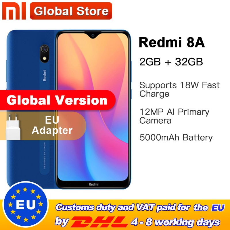 Global Version Xiaomi Redmi 8A 32GB ROM 2GB RAM 8 A 5000mAh Smartphone Snapdargon 439 Octa core 12MP AI Camera Type-C