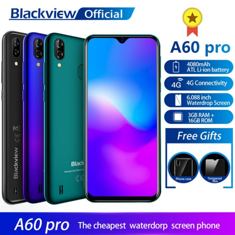 Original Blackview A60 Pro Smartphone 3GB+16GB MT6761V Cellphone Android 9.0 Waterdrop Screen 4080mAh Face ID 4G Mobile Phone 2 Original Blackview A60 Pro Smartphone 3GB+16GB Cellphone Android