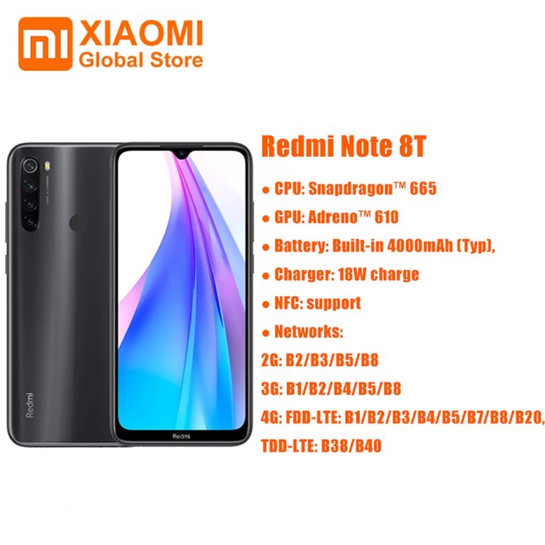 Global Version Xiaomi Redmi Note 8T 4GB 128GB 18W Quick Charge Smartphone