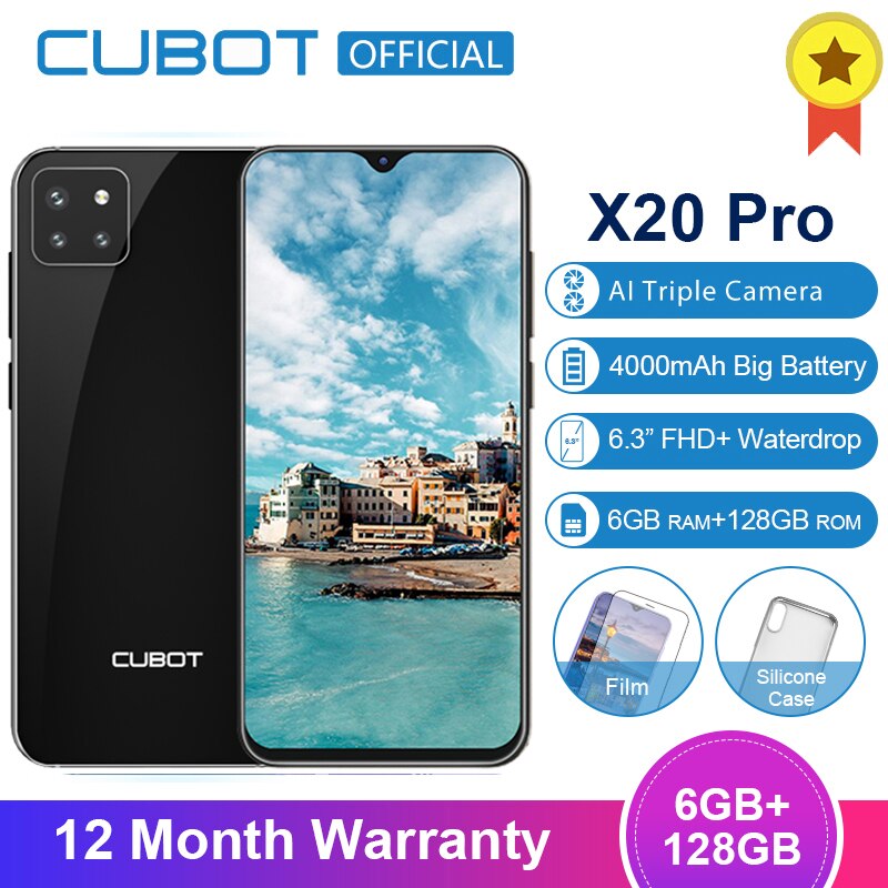 Cubot X20 Pro 4G Smartphone 6GB+128GB Android 9.0 FHD+ Waterdrop Screen AI Mode Triple Camera Face ID Cellura Helio P60 4000mAh