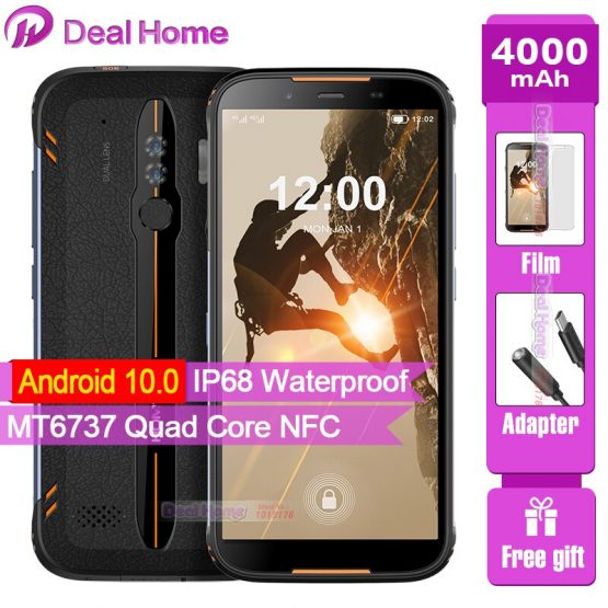 HOMTOM HT80 IP68 Waterproof Smartphone Android 10 5.5inch 18:9 MT6737 Quad Core NFC Wireless charge 4G LTE Mobile phone