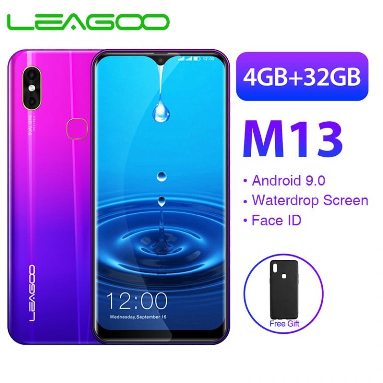 LEAGOO M13 Mobile Phone Android 9.0 6.1'' HD IPS Waterdrop Screen 4GB 32GB MT6761 3000mAh 8MP Dual Camera Face ID 4G Smartphone