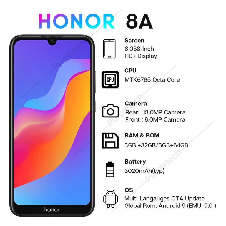 Honor 8A Smartphone Global Rom 3GB RAM 32GB/64GB ROM Android 9.0