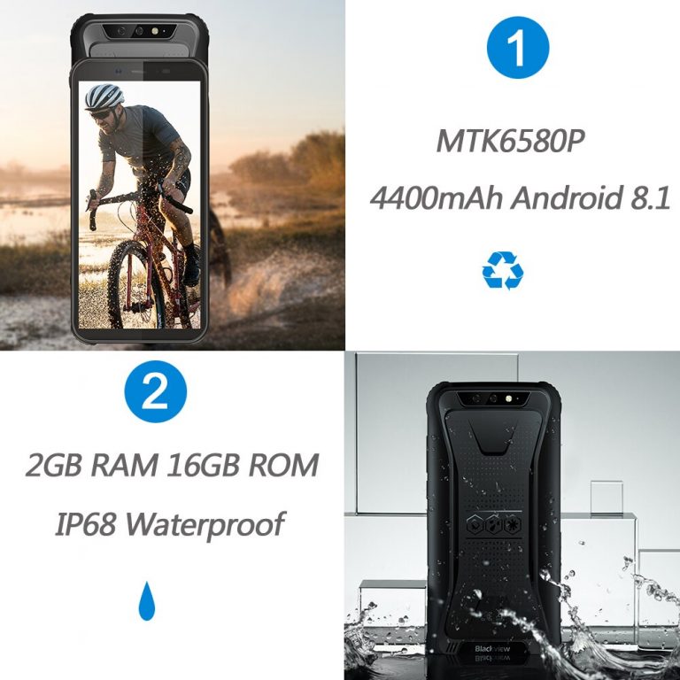 Blackview IP68 Waterproof Rugged Face ID 4400mAh Smartphone 5.5 Inch