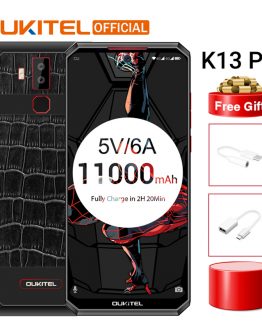 OUKITEL K13 Pro Android 9.0 MT6762 Mobile Phone 6.41" 19.5:9 Screen 4G RAM 64G ROM 5V/6A 11000mAh OTA Fingerprint NFC Smartphone