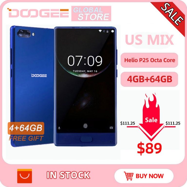 American Version Original DOOGEE MIX Smartphone Dual Cameras 5.5Inch MTK Helio P25 Octa Core 4GB+64GB LTE Smartphone 3380mAh
