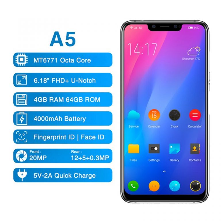 Elephone A5 4G Smartphone 6.18" 19:9 Notch Screen Android 8.1 4G 64GB
