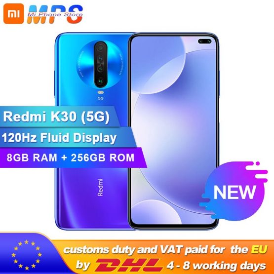 Original Xiaomi Redmi K30 5G 8GB 256GB Snapdragon 765G Octa Core Smartphone 6.67” 64MP Quad Rear Camera 4500mAh