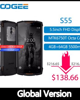 Real IP68 DOOGEE S55 waterproof Smartphone 4GB RAM 64GB ROM 5500mAh MTK6750T Octa Core 5.5inch Android 8.0 Dual SIM 13.0MP 4GLTE