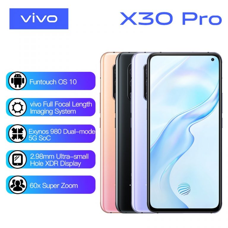 Original vivo X30 Pro 5G SmartPhone 6.44" Exynos 980 8G 128G Android 9.0 64.0MP